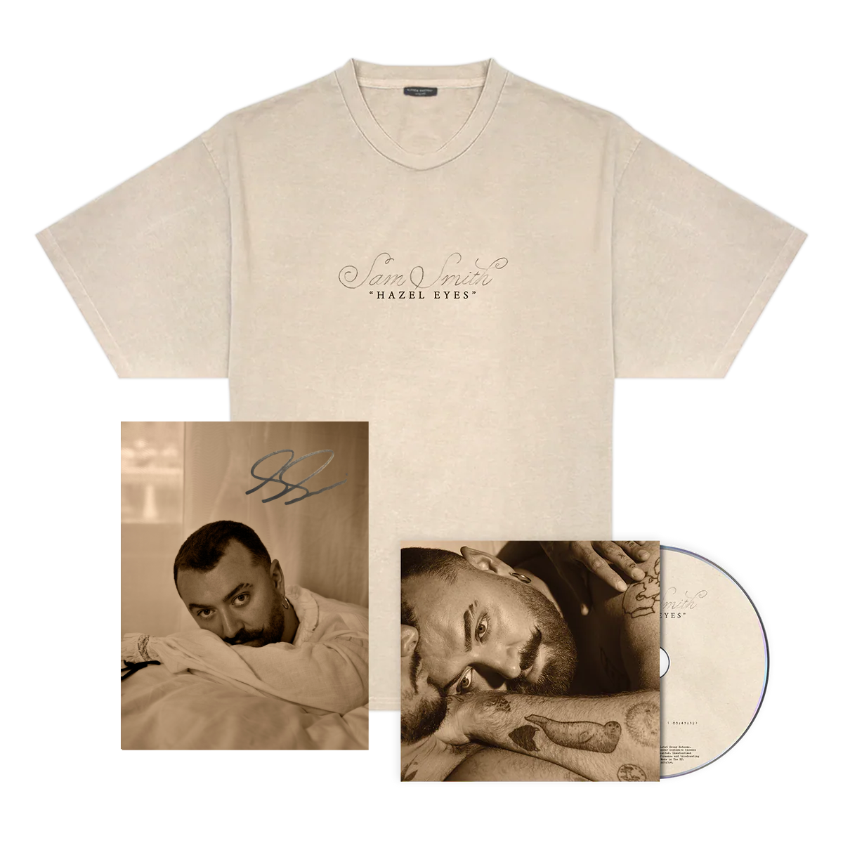 Hazel Eyes T-Shirt, CD + Signed Art Card - Sam Smith